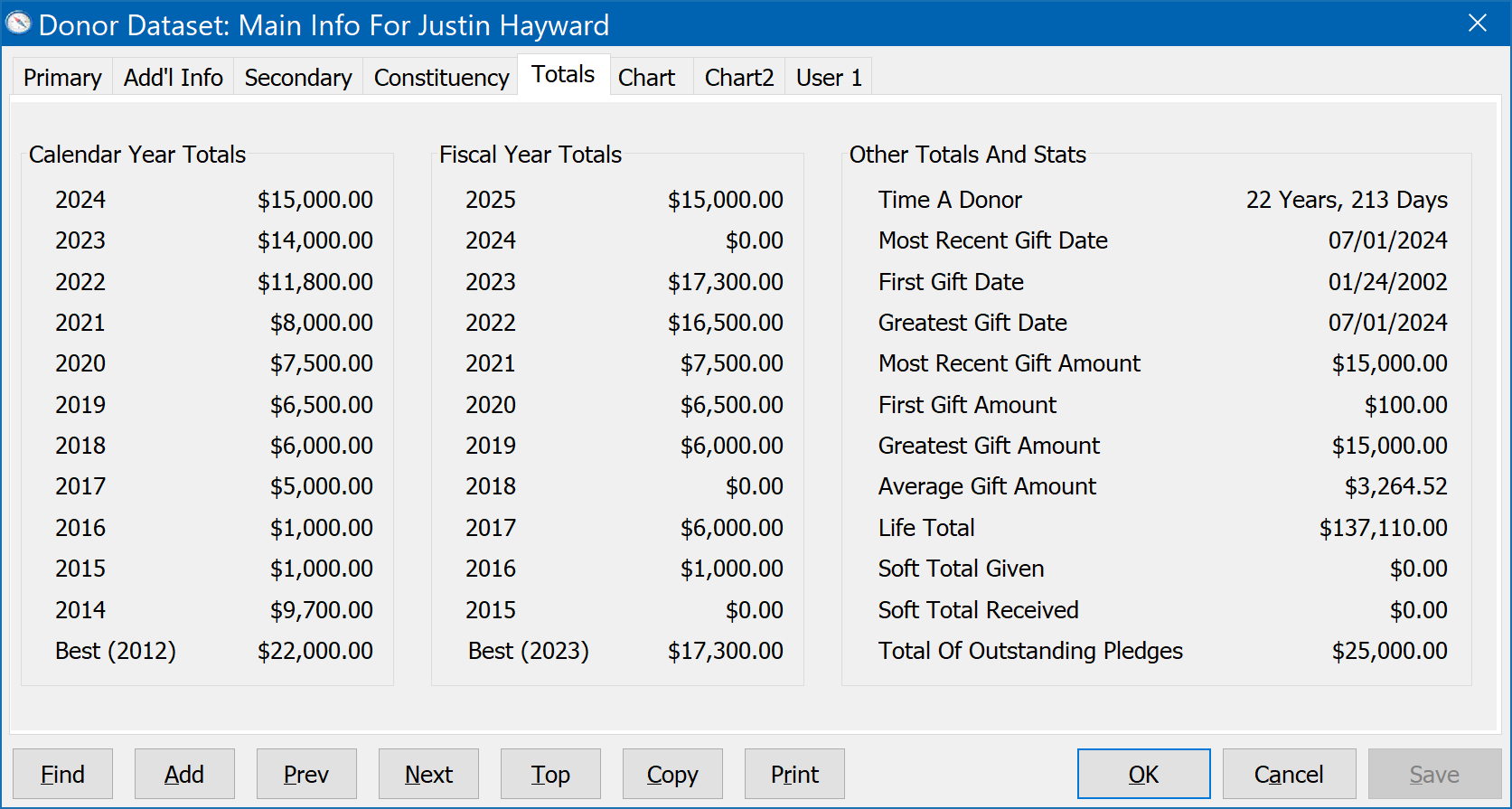 Main Info Form - Totals Tab