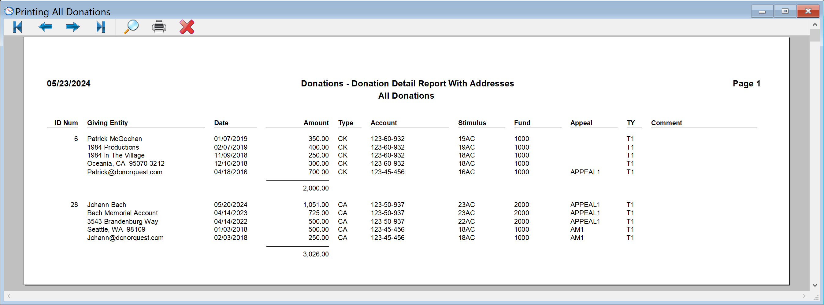 Donations - Donations Detail Report - Preview