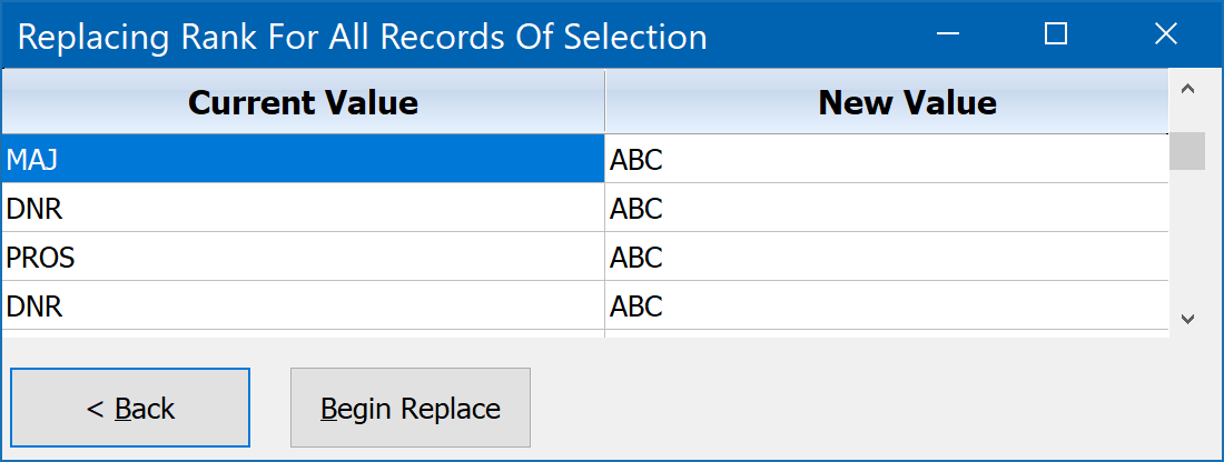 Replacing Rank For All Records Of Selection