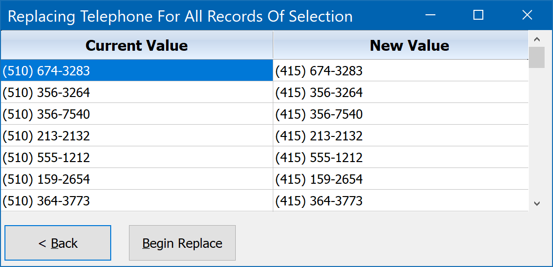 Mass Field Value Replacement On Main Telephone - Preview