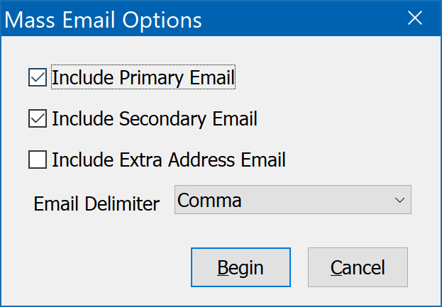 Mass Email Options