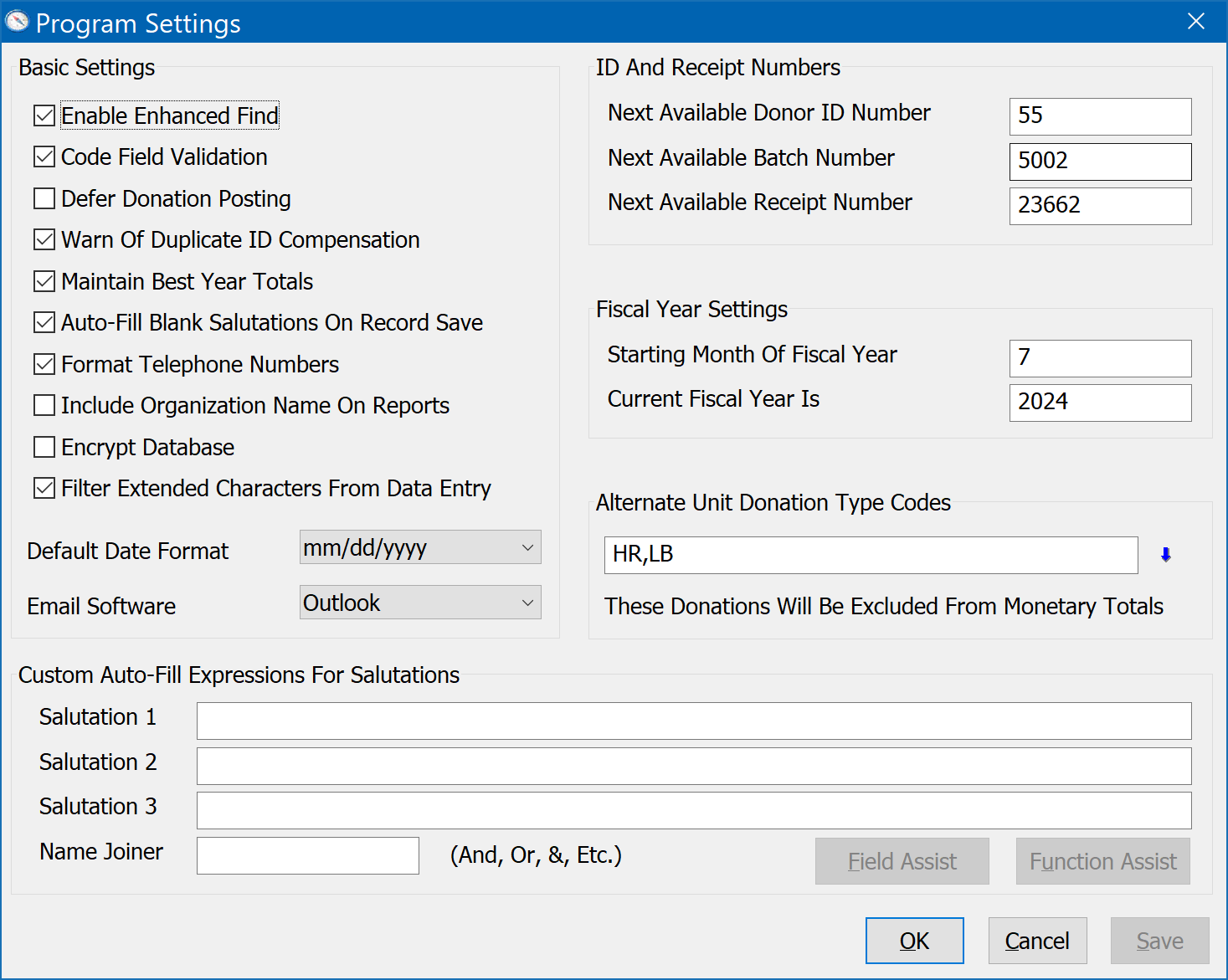 Program Settings