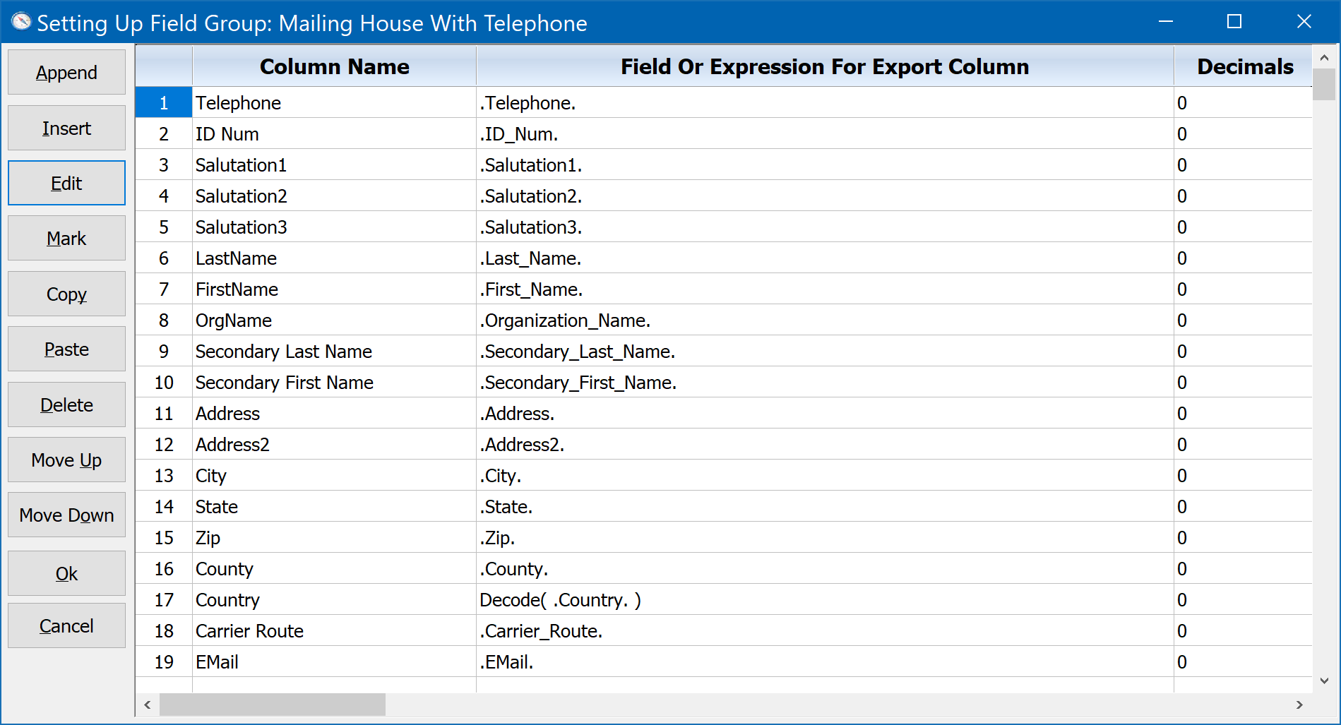 Setting Up A Custom Export Field Group To Include Telephone field