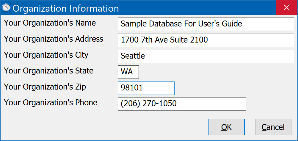 Configure - Your Organization's Information