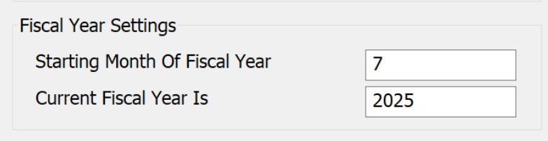 Program Settings - Zoom in on Fiscal Year Settings Example