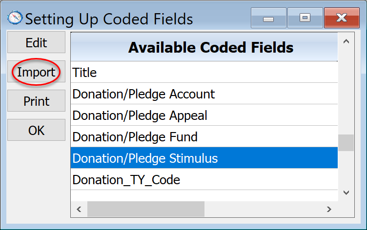 Code Import - Choosing Code Table To Import To