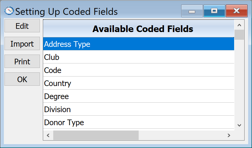 Setting Up Coded Fields