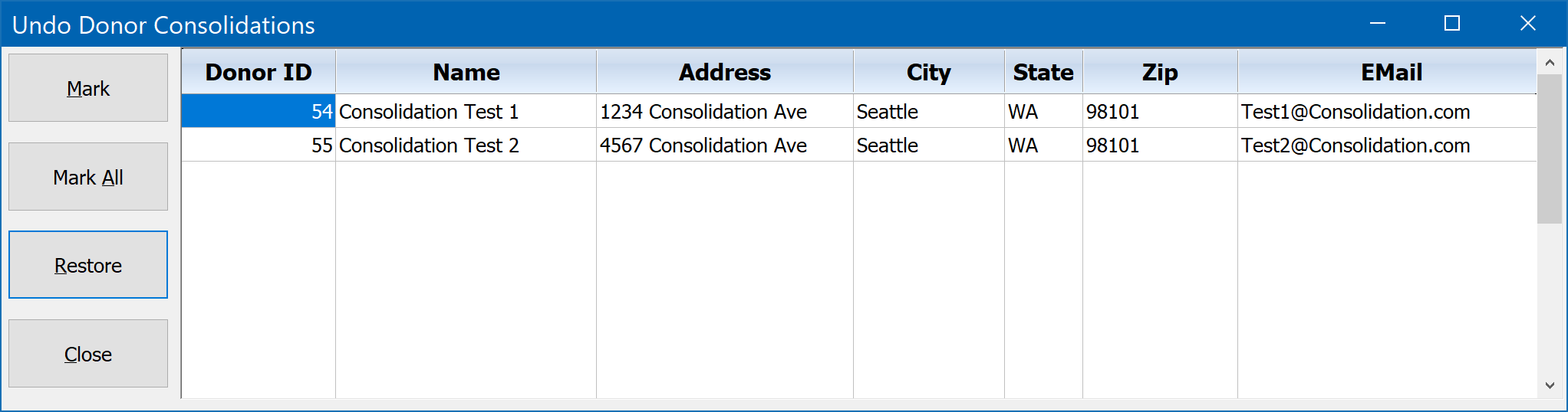 Undo Donor Consolidations