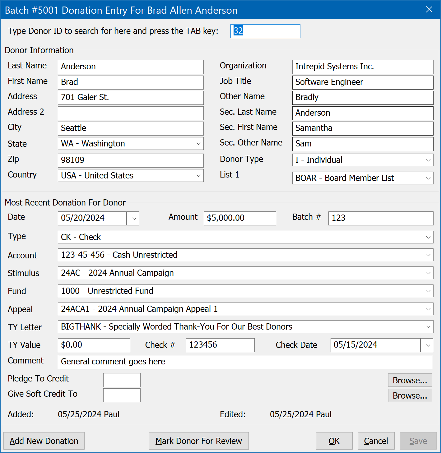 ID-Based Batch Entry Window