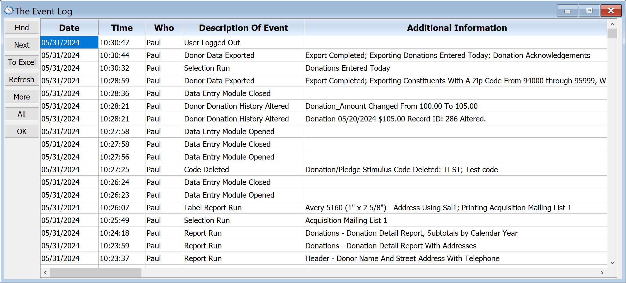 The Event Log