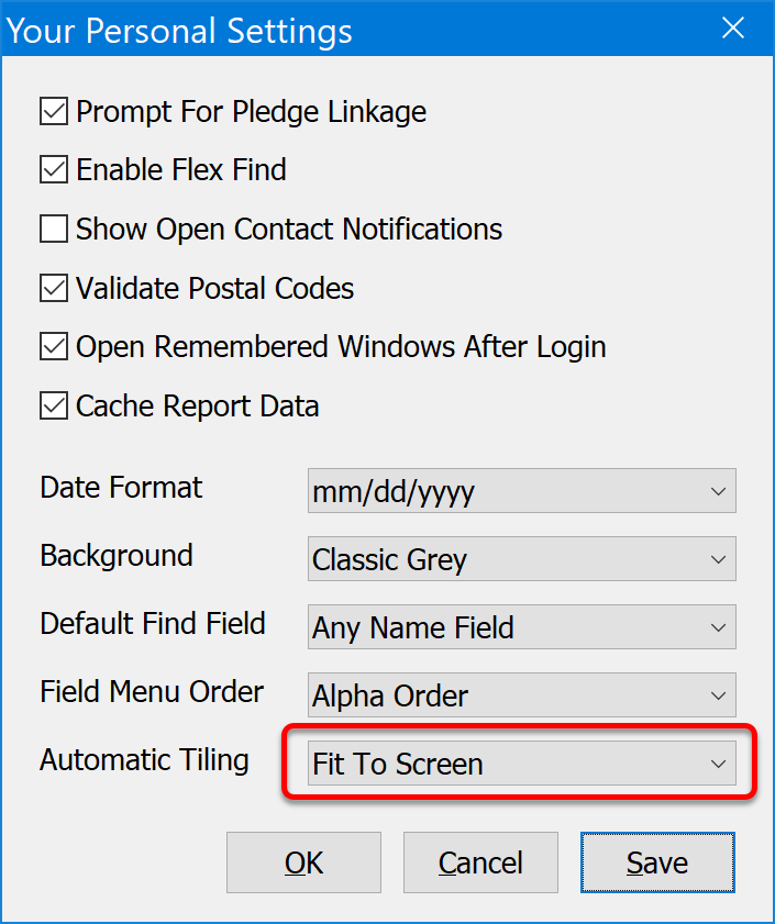 Automatic Tiling of Main Windows