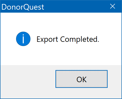 Export Complete Message