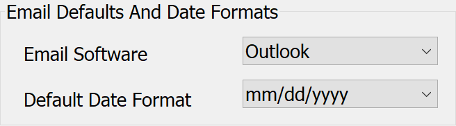 Program Settings - Zoom in on Email Defaults And Date Formats