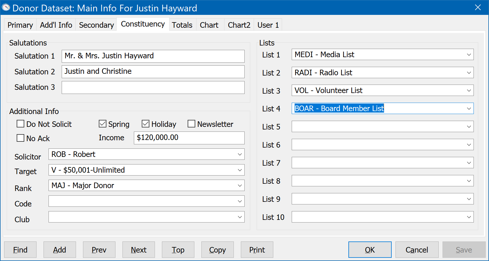 Main Info Form - Constituency tab