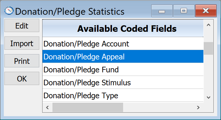 Donation-Pledge Statistics From Report Menu